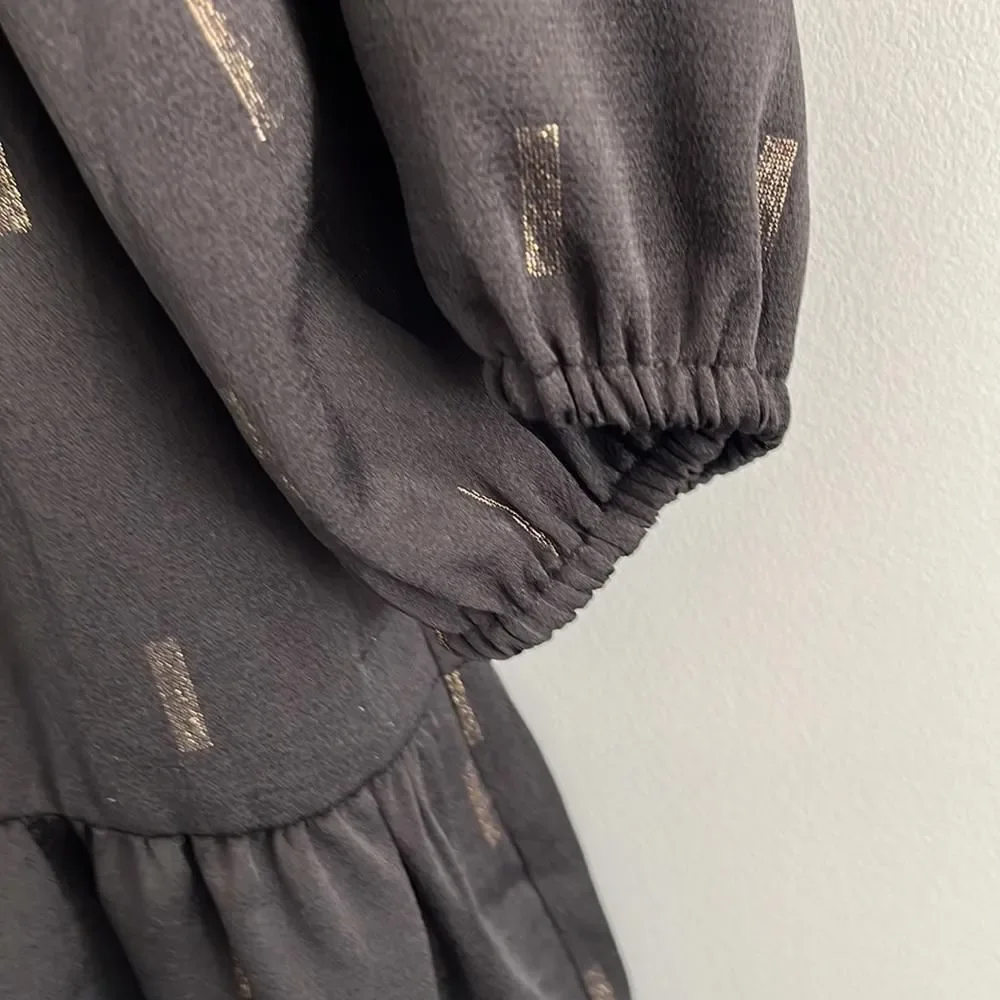 Madewell Metallic‎ Jacquard Faux-Wrap Tiered Mini Dress